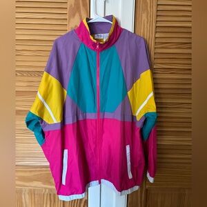 Colorful Windbreaker zip up Jacket size large funny guy creation
